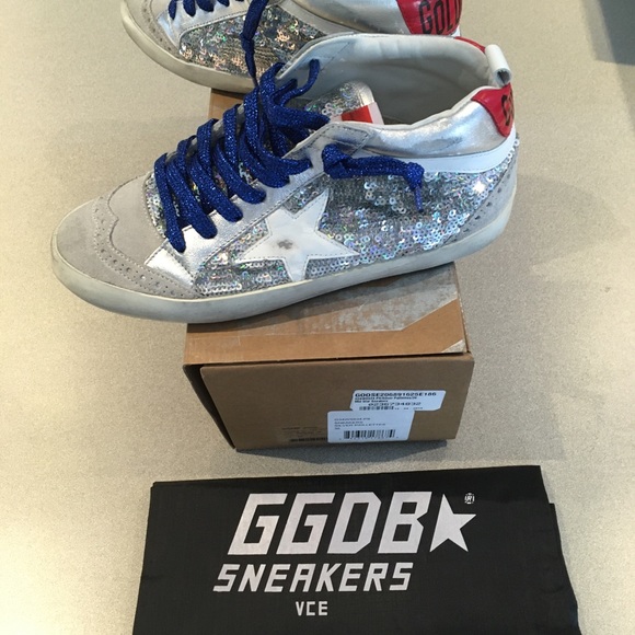 Golden Goose Mid Star Sneaker Silver Paillette NIB - Picture 4 of 8